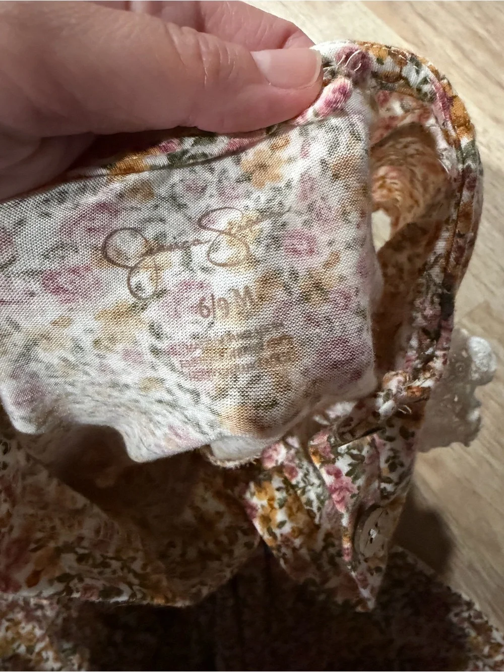 Jessica Simpson Pink and Yellow Floral Lace-Trim Baby Romper